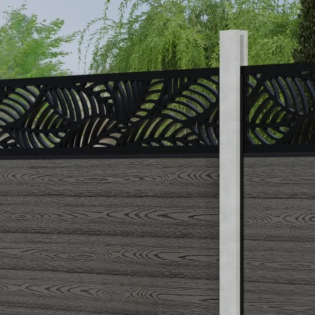 LuxeLine Composite Fence Panel Light Grey - Jungle Decorative Screen for Own Post