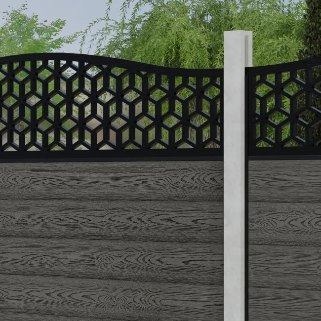LuxeLine Composite Fence Panel Light Grey - Geometric Decorative Screen for Own Post
