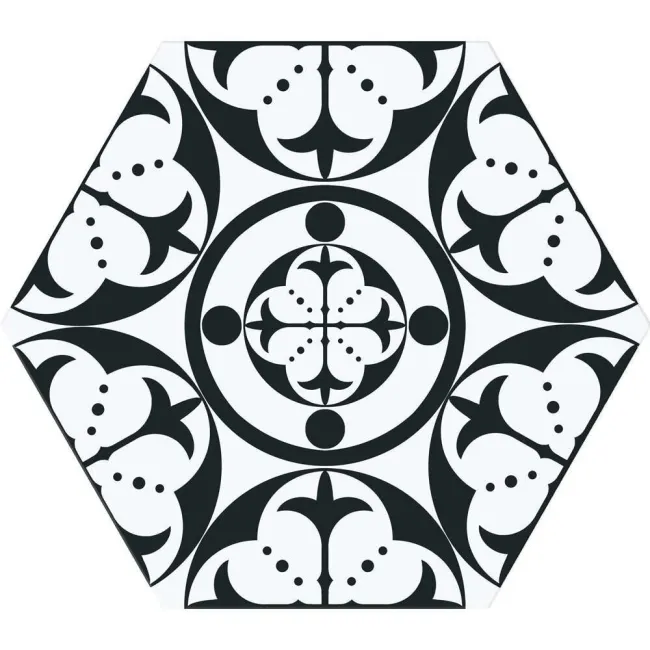 Kendal Hexagon Black Satin Pattern Wall and Floor Tiles