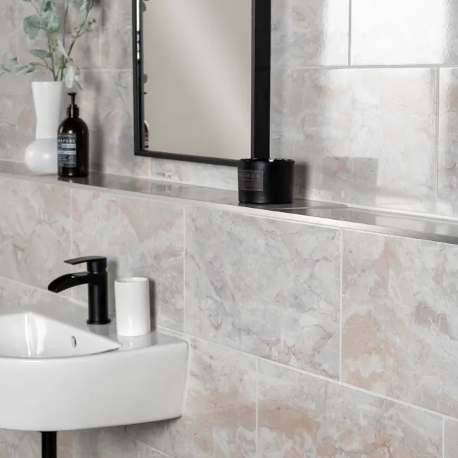 Cherish White Pearl Gloss Marble Effect Wall Tiles