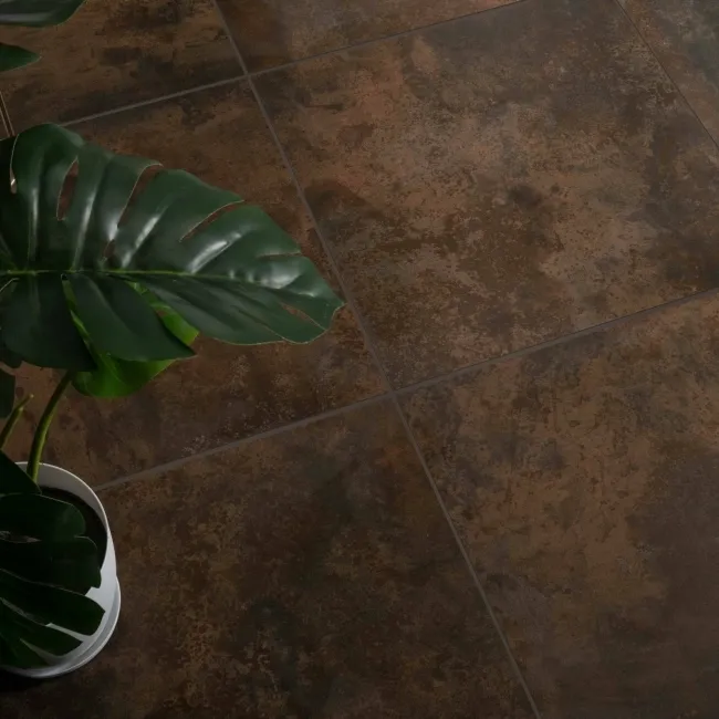 Foil Rust Metallic Brown Stone Effect 600x600 Tiles