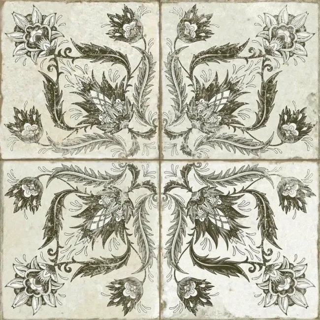 Helix Noir Black and White Matt Patterned Wall and Floor Tiles