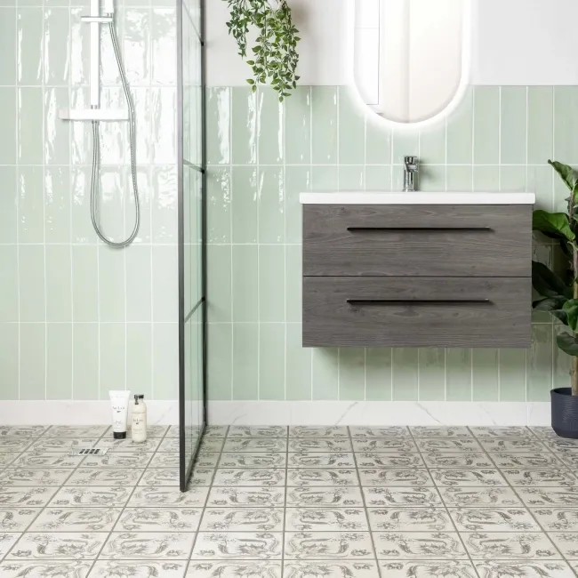 Helix Noir Black and White Matt Patterned Wall and Floor Tiles