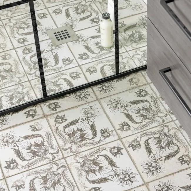 Helix Noir Black and White Matt Patterned Wall and Floor Tiles