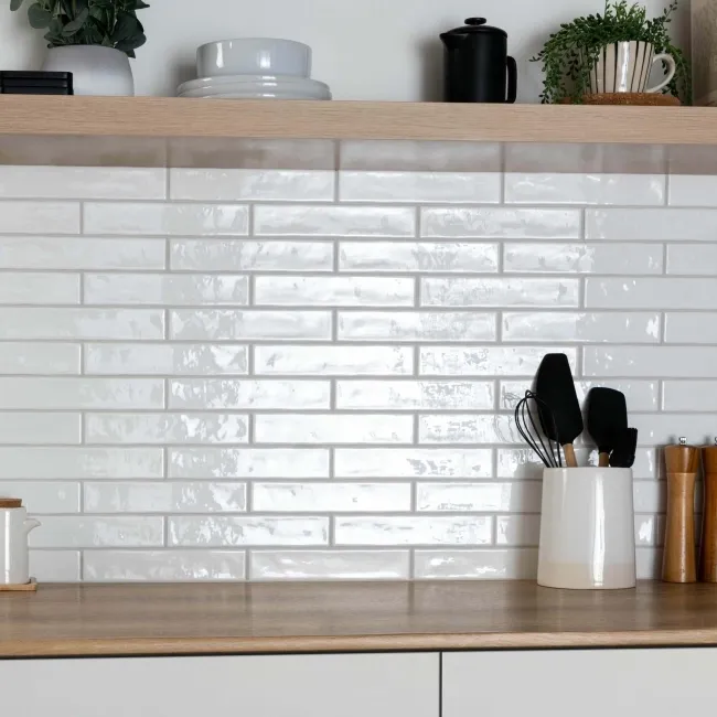 Ivybridge White Gloss Metro Wall Tiles 250x50mm