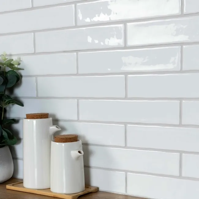 Ivybridge White Gloss Metro Wall Tiles 250x50mm