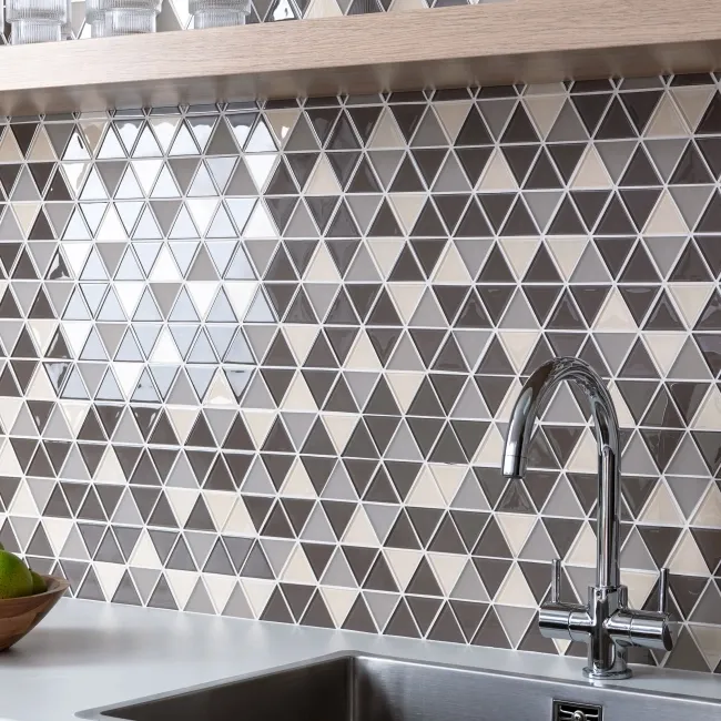 Ligo Glass Mocha Triangle Mosaic Tiles