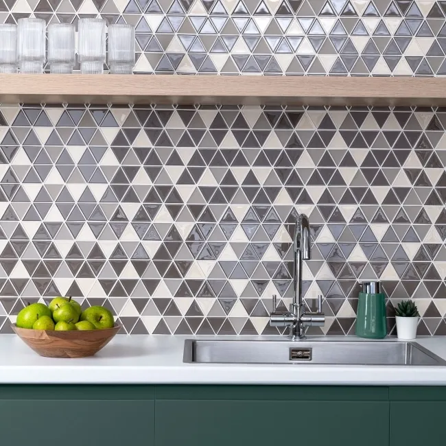 Ligo Glass Mocha Triangle Mosaic Tiles
