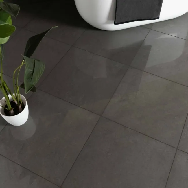 Lounge Polished Dark Grey Stone Effect 600x600 Wall And Floor Tiles