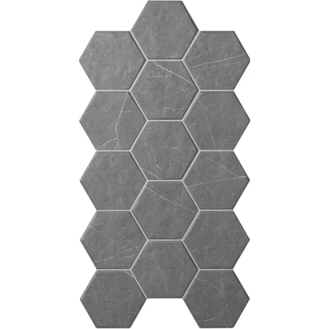 Chalkstone Hexagon Ash Grey Matt Stone Effect Wall And Floor Tiles