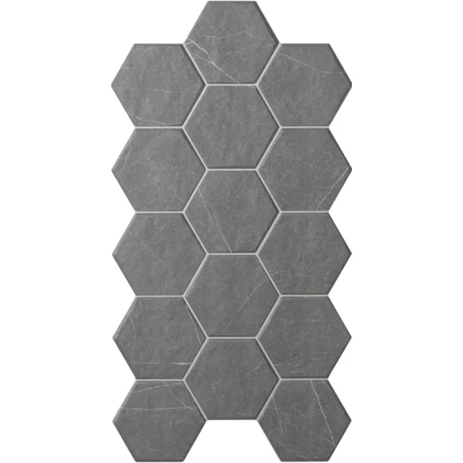 Chalkstone Hexagon Ash Grey Matt Stone Effect Wall And Floor Tiles