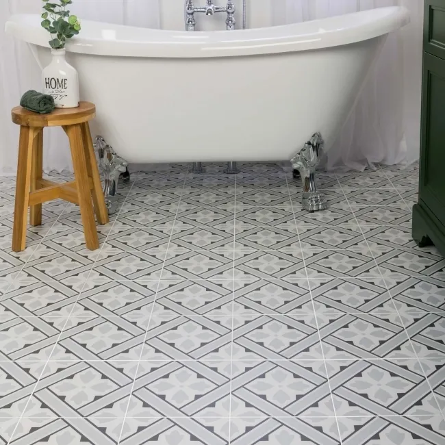 Mr Jones Grey Matt Patterned Ceramic Wall and Floor Tiles