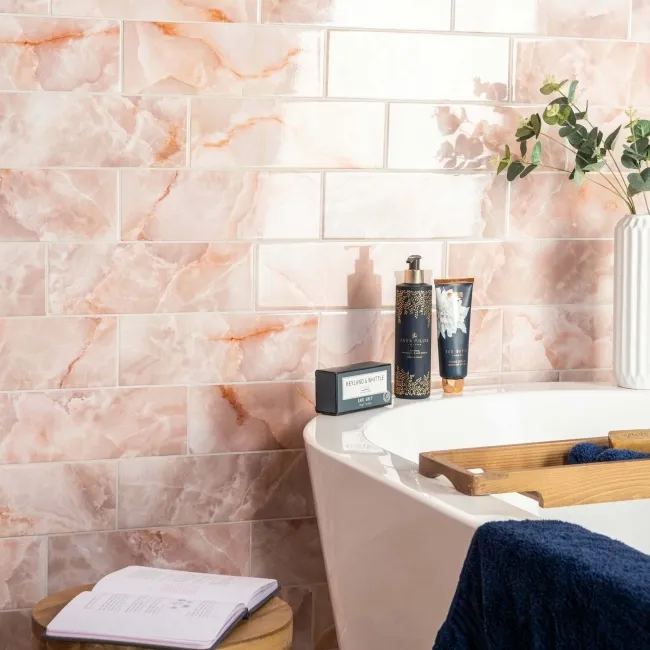 Passion Onyx Blush Pink Marble Effect Wall Tiles