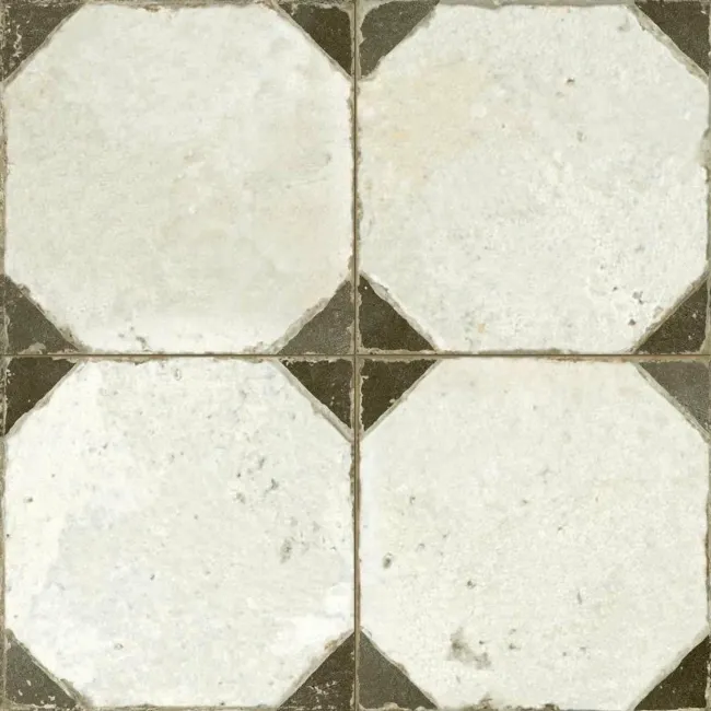 Octagon Effect Charcoal Grey Matt Vintage Pattern Wall and Floor Tiles