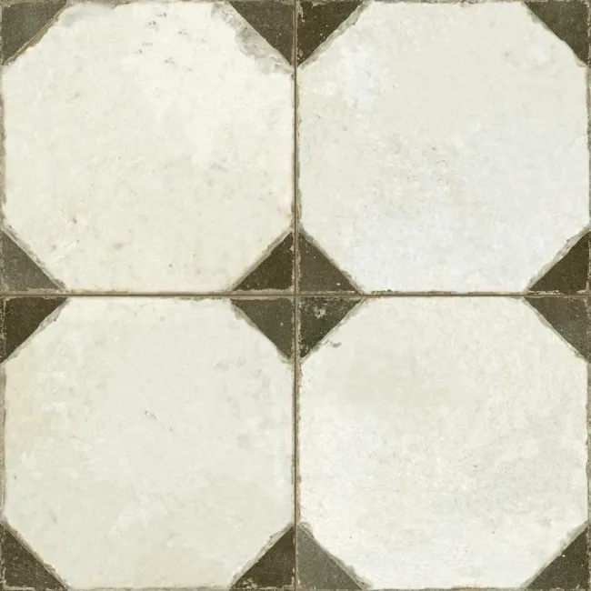 Octagon Effect Charcoal Grey Matt Vintage Pattern Wall and Floor Tiles