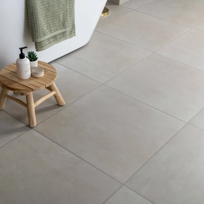 Genoa White Matt Concrete Effect Wall and Floor Tiles 585x585