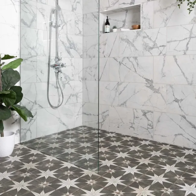 Scintilla Night Black Star Pattern Wall and Floor Tiles