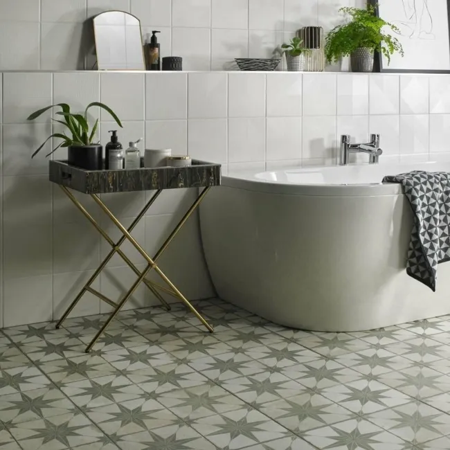 Scintilla Olive Green Star Pattern Tiles