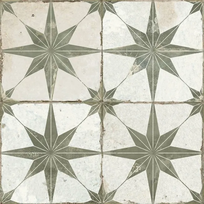 Scintilla Olive Green Star Pattern Tiles