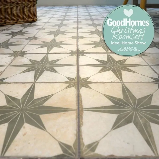 Scintilla Olive Green Star Pattern Tiles