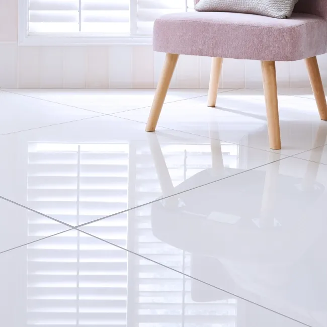 Snow White Gloss Plain Large Wall and Floor Tiles 800x800