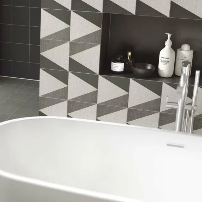 Texxtile Ashen Grey Matt Patterned Wall and Floor Tiles