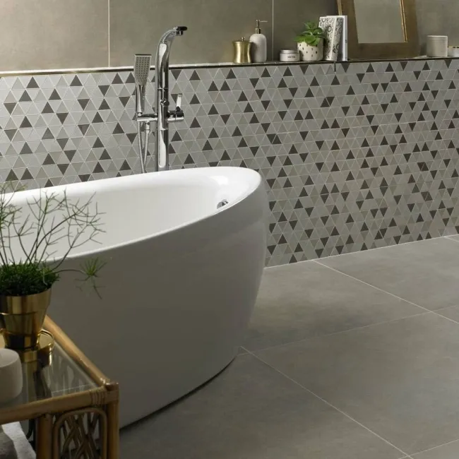 Ligo Glass Latte Triangle Mosaic Tiles