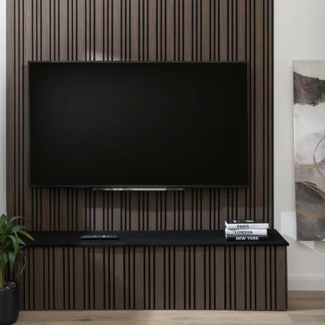 Trepanel Design® Walnut Brown Multi-Width Acoustic Wood Wall Panels