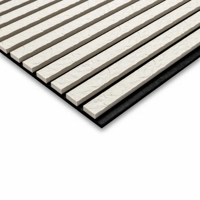 Trepanel Design® Ivory Slate Effect Slat on Black Felt Wall Panels