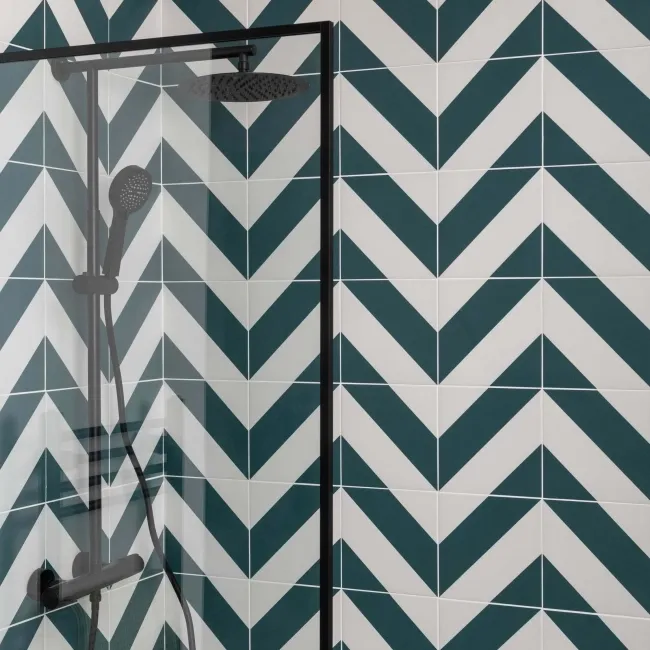 Zebra Green and White Matt Striped Patterned Wall and Floor Tiles