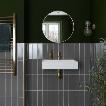 Linear Dark Grey Gloss Brick Shape Wall Tiles 300x100