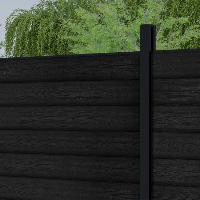 LuxeLine® Black Composite Fence Panel with Aluminium Post 6ft