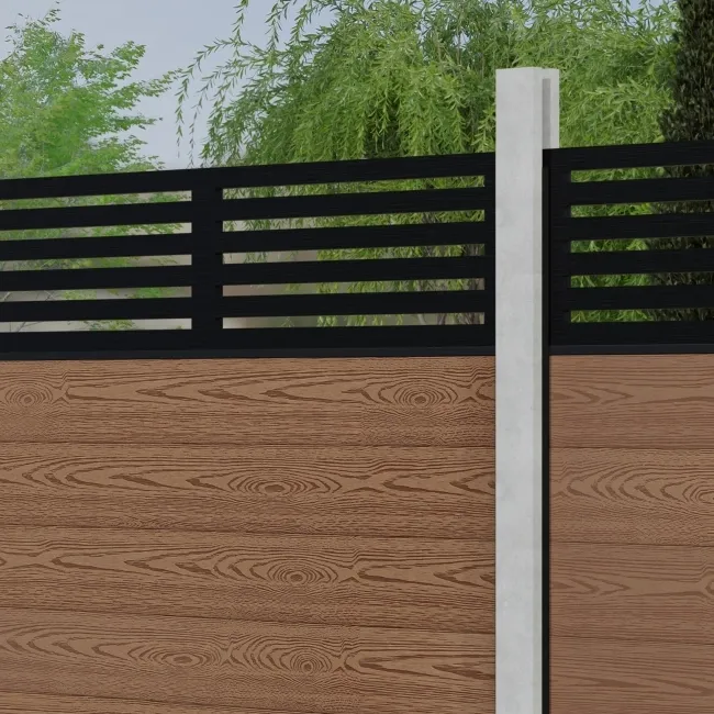 LuxeLine Composite Fence Panel Teak - Slat Decorative Screen for Own Post