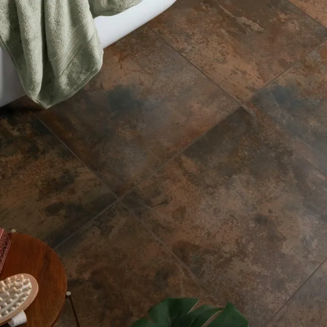 Foil Rust Metallic Brown Stone Effect 600x600 Tiles