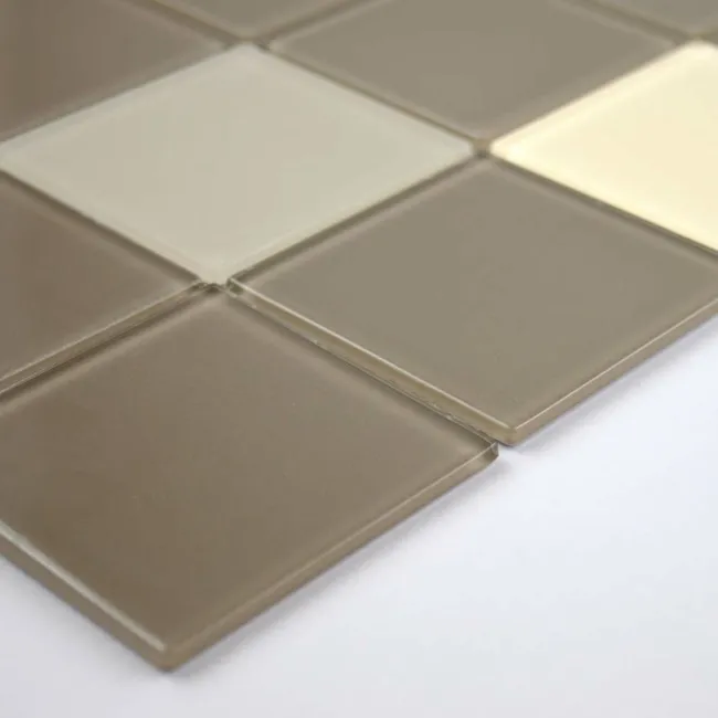 Ligo Glass Mocha Square Mosaic Tiles