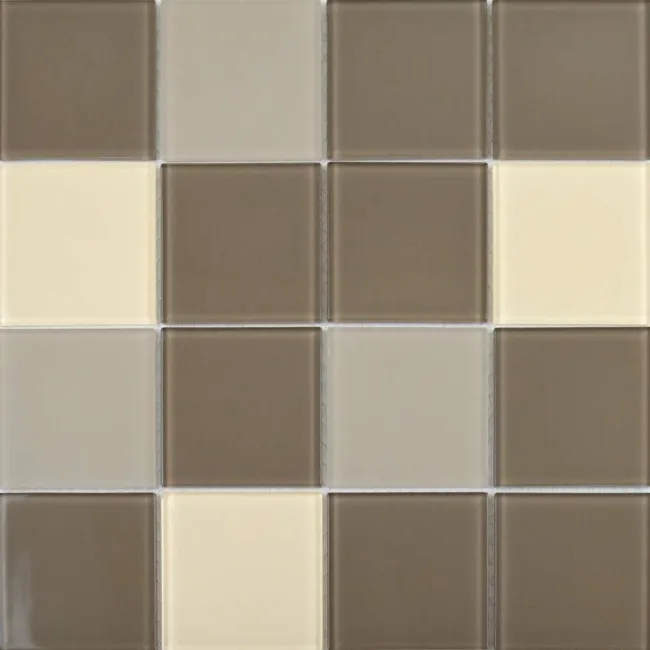 Ligo Glass Mocha Square Mosaic Tiles