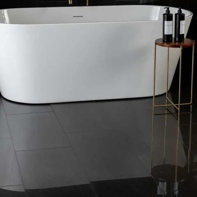 Lounge Polished Black Stone Effect 300x600 Wall And Floor Tiles