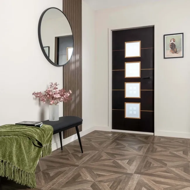 Empire Dark Oak Parquet Wood Effect Porcelain Floor Tiles