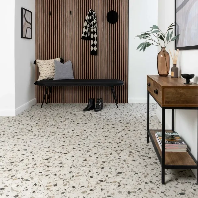 Flecks Matt Grey Terrazzo Effect Wall and Floor Tiles