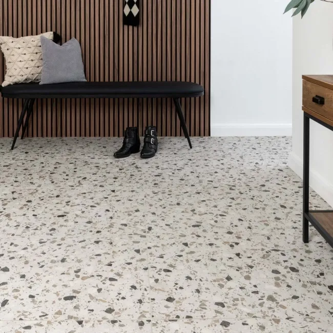 Flecks Matt Grey Terrazzo Effect Wall and Floor Tiles