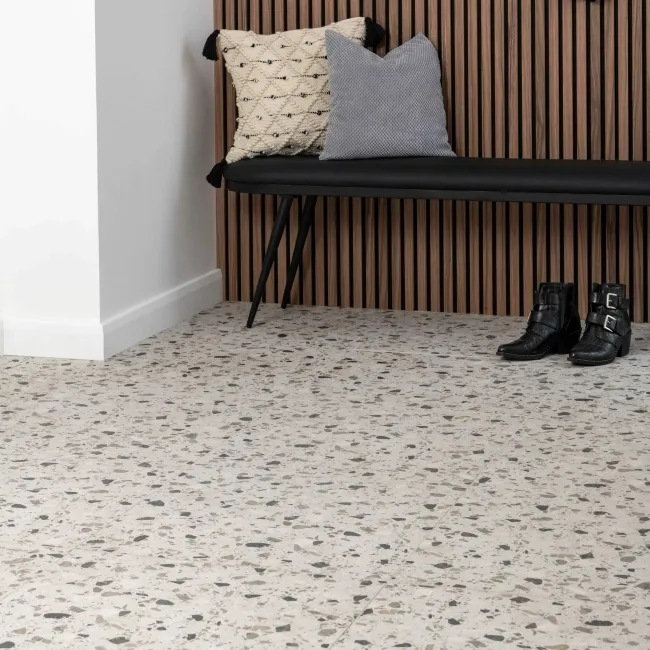Flecks Matt Grey Terrazzo Effect Wall and Floor Tiles