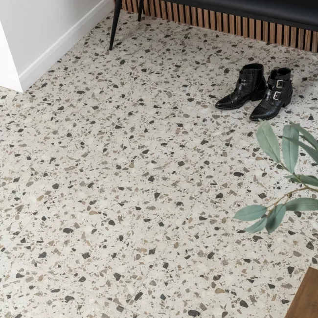 Flecks Matt Grey Terrazzo Effect Wall and Floor Tiles