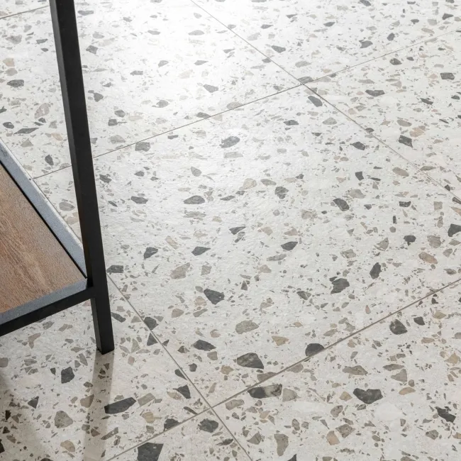 Flecks Matt Grey Terrazzo Effect Wall and Floor Tiles