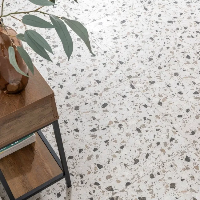 Flecks Matt Grey Terrazzo Effect Wall and Floor Tiles