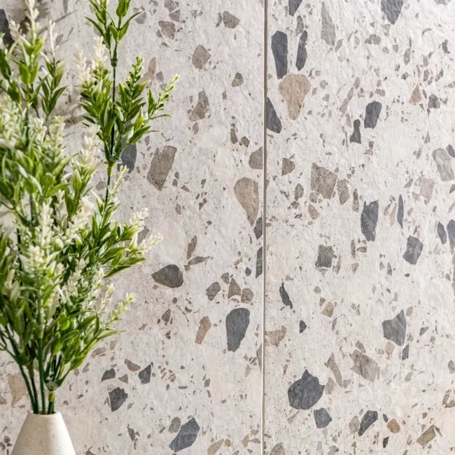 Flecks Matt Grey Terrazzo Effect Wall and Floor Tiles