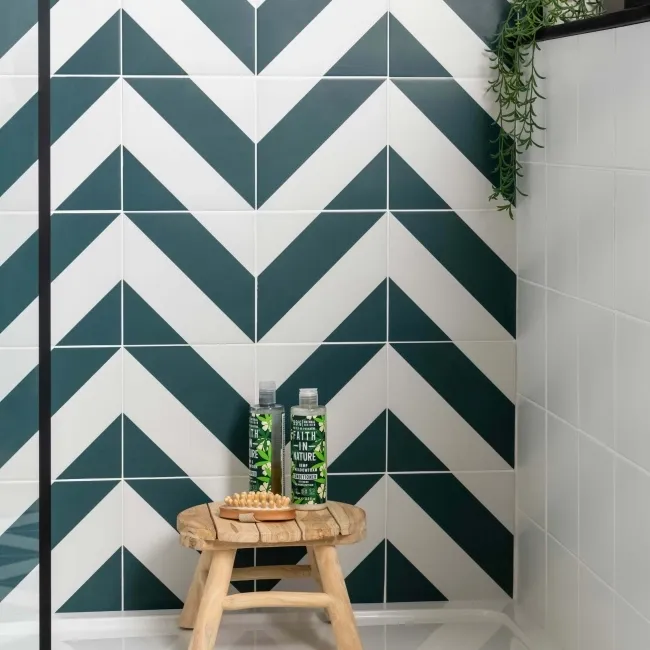 Zebra Green and White Matt Striped Patterned Wall and Floor Tiles