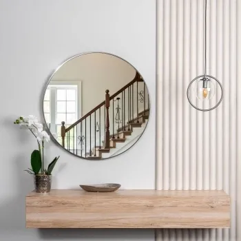 Trepanel Customise® Aluminium Framed Round Mirror Brushed Silver 800mm