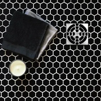 Pixel Black Hexagon Matt 25x25 Mosaic Tiles