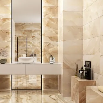 Lustra Light Beige Marble Effect Porcelain Tiles 600x300