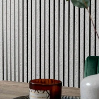 Trepanel Design® Ivory Slate Effect Slat on Black Felt Wall Panels